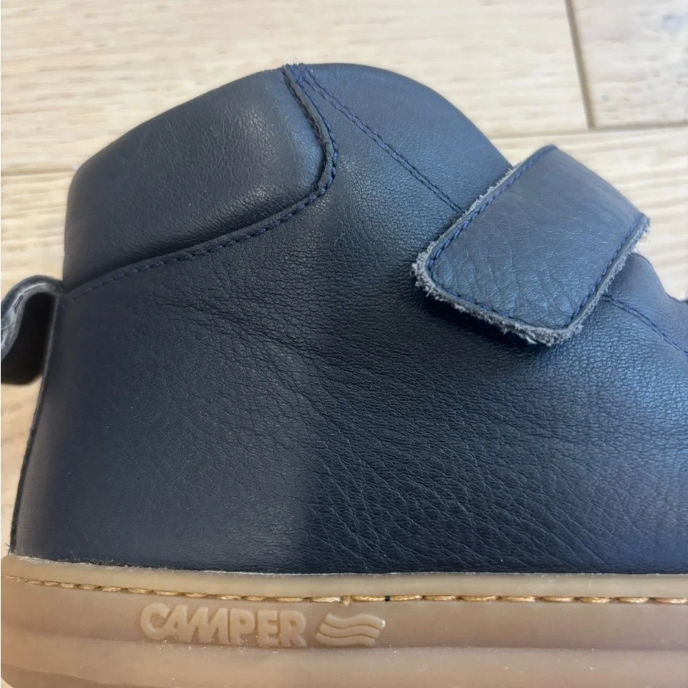 Camper Kids Navy Blue Velcro High-Top Boots